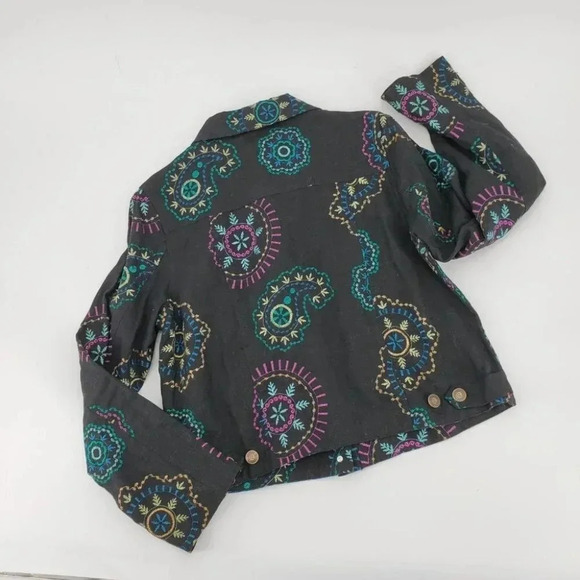 Carole Little Petite Embroidered Linen Jacket Black Size PM - Picture 7 of 13
